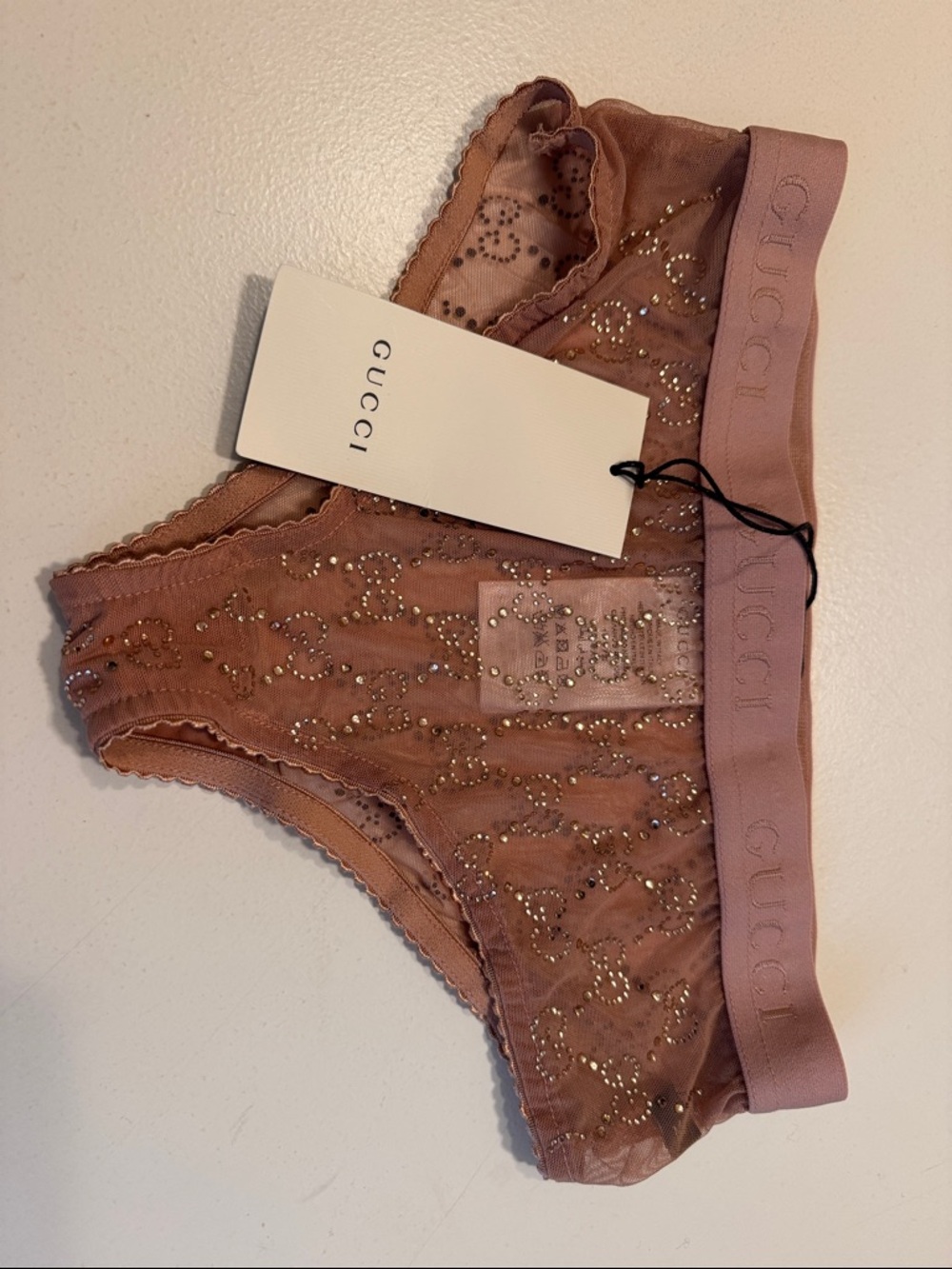 Gucci tulle Nude Blush Crystal panty Lingerie medium - Picture 4 of 5